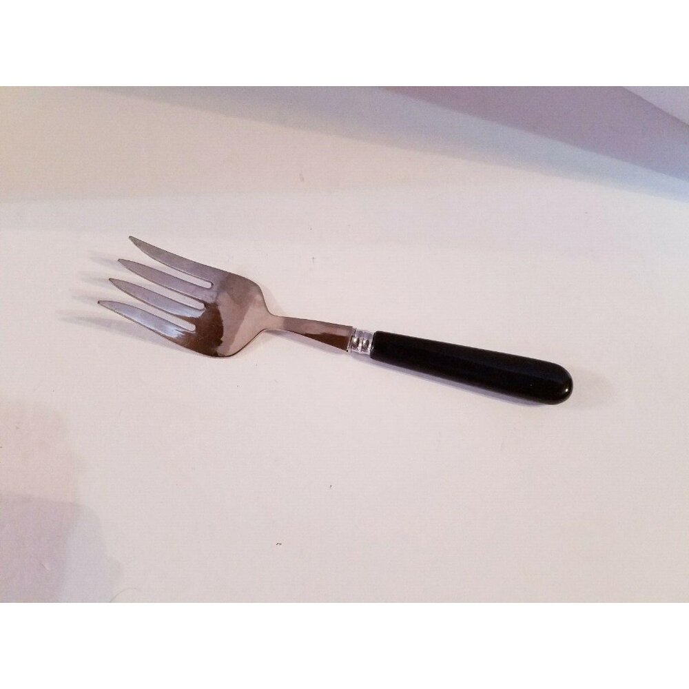 Ginkgo 18/8 Stainless Flatware Black Handle Cold Meat Fork 8 1/2" Korea